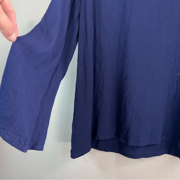 Love Navy Blue Square Neck Long Sleeve Blouse - Picture 4 of 6